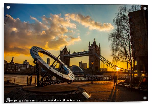 Tower Bridge Sunset Acrylic by safeer qamar