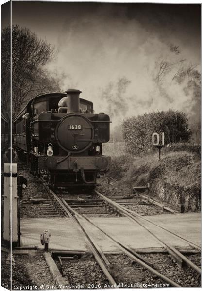 Kent and East Sussex Steam train in Sepia,  Canvas Print by Sara Messenger