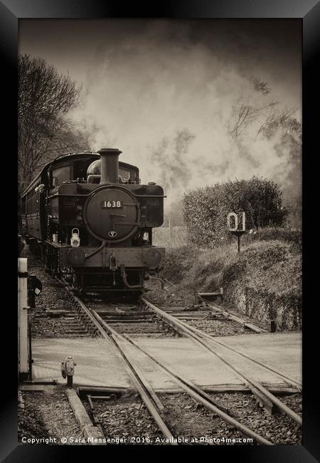 Kent and East Sussex Steam train in Sepia,  Framed Print by Sara Messenger