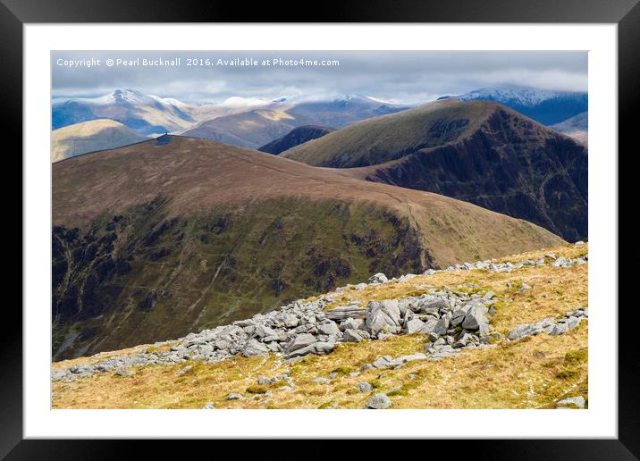 Welsh Mountains on Nantlle Ridge Snowdonia Framed Mounted Print by Pearl Bucknall