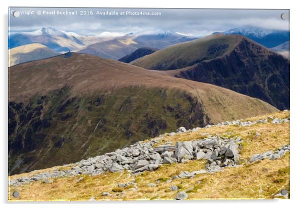 Welsh Mountains on Nantlle Ridge Snowdonia Acrylic by Pearl Bucknall