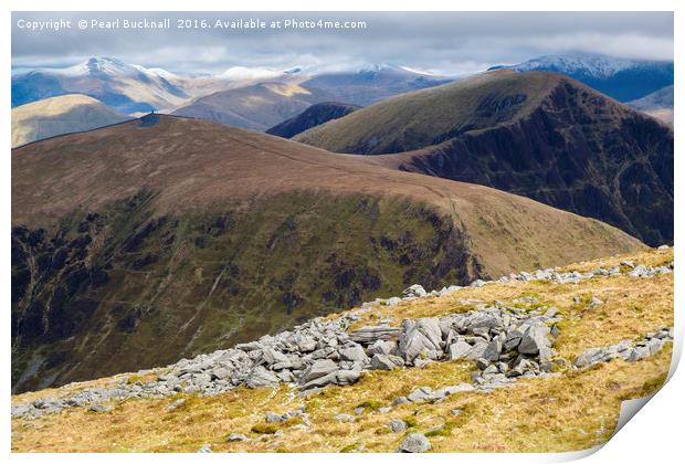 Welsh Mountains on Nantlle Ridge Snowdonia Print by Pearl Bucknall