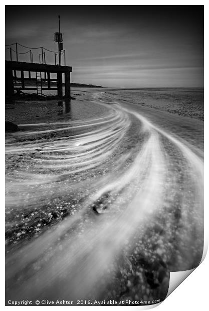 Swirls around the jetty Print by Clive Ashton
