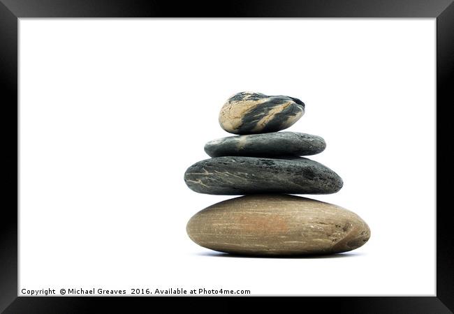 Stone Stack Framed Print by Michael Greaves