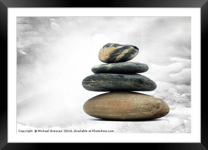 Stone Stack Framed Mounted Print by Michael Greaves