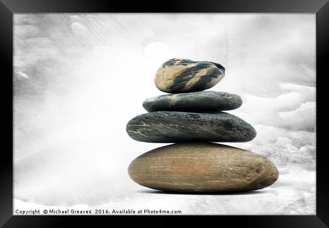 Stone Stack Framed Print by Michael Greaves