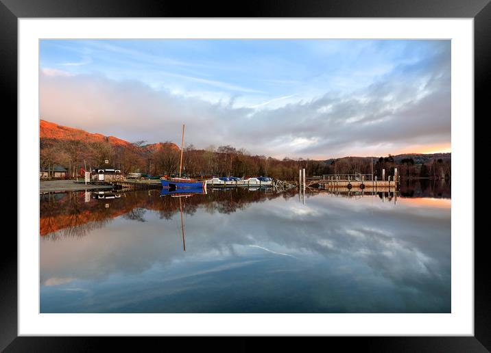 First Light Reflections At Coniston Framed Mounted Print by Gary Kenyon