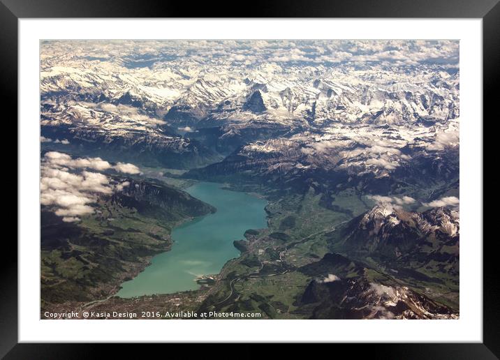The Eiger North Face and Lake Thun, Switzerland Framed Mounted Print by Kasia Design