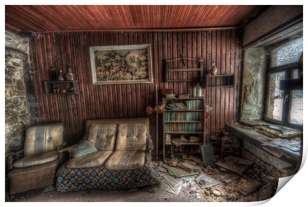 Forgotten living room Print by Nathan Wright