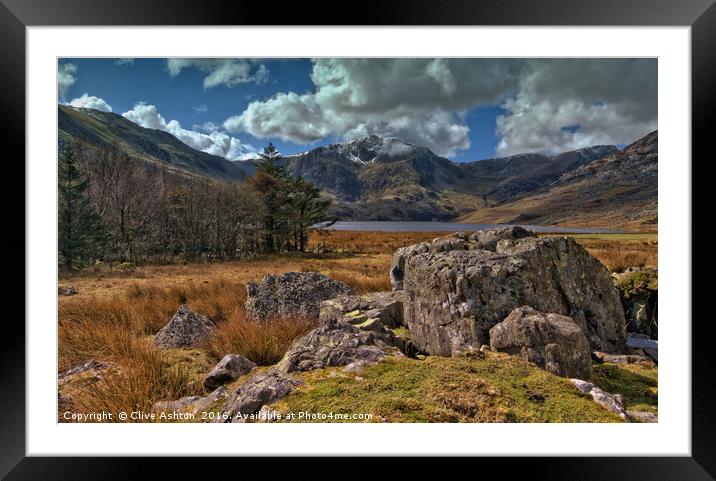 Looking towards Y Garn Framed Mounted Print by Clive Ashton