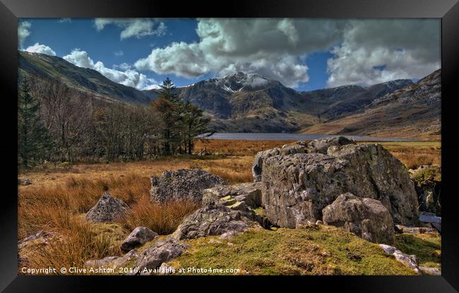 Looking towards Y Garn Framed Print by Clive Ashton