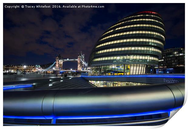 City Hall Blue Hour Print by Tracey Whitefoot
