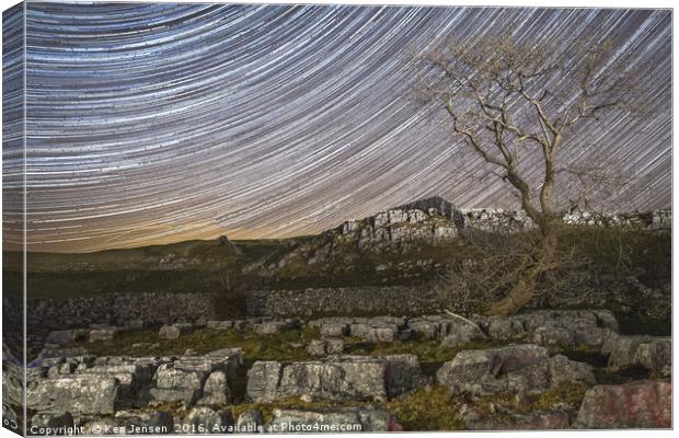 Star Trail Over Yorkshire Canvas Print by Ken Jensen
