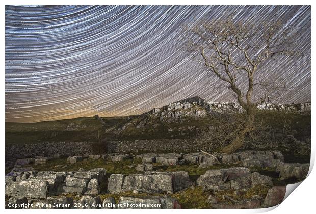 Star Trail Over Yorkshire Print by Ken Jensen