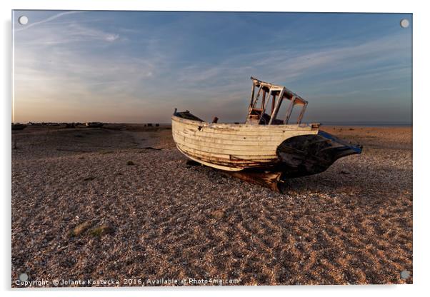 Old abandoned fishing boat Acrylic by Jolanta Kostecka