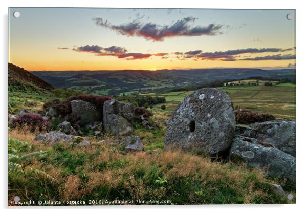 Sunset over moorlands Acrylic by Jolanta Kostecka