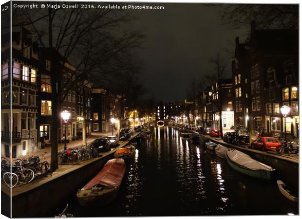 Amsterdam at night Canvas Print by Marja Ozwell