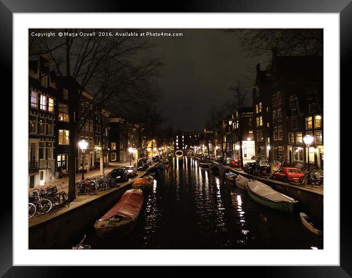 Amsterdam at night Framed Mounted Print by Marja Ozwell