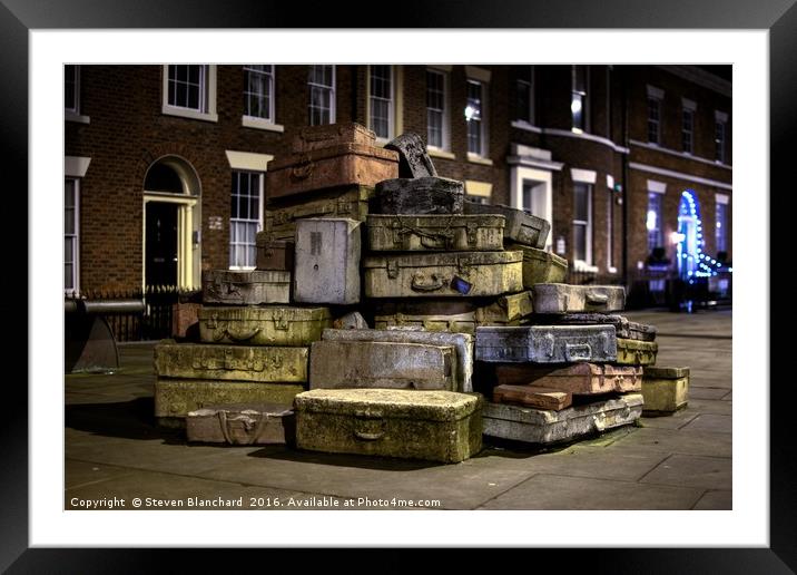 Concrete cases stacked colour  Framed Mounted Print by Steven Blanchard