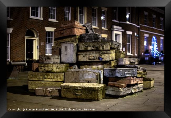 Concrete cases stacked colour  Framed Print by Steven Blanchard