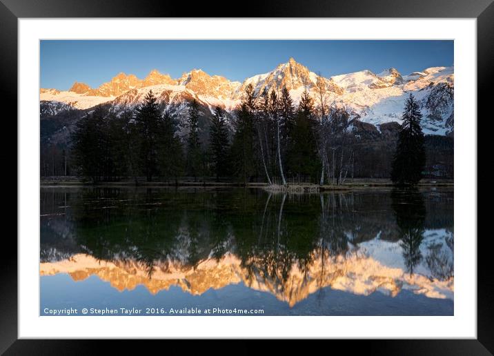 Mont Blanc reflections Framed Mounted Print by Stephen Taylor