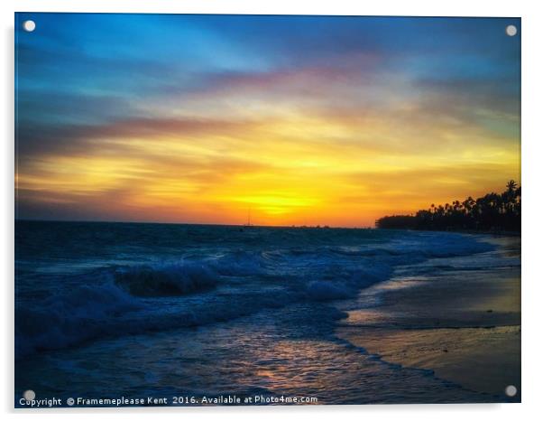 Tropical Beach Sunset Acrylic by Framemeplease UK
