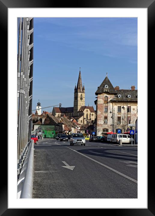 Old Town Sibiu Romania View from Cibin Bridge Too Framed Mounted Print by Adrian Bud