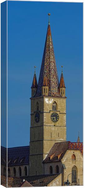 Medieval Evangelical Cathedral Tower from Sibiu Ro Canvas Print by Adrian Bud