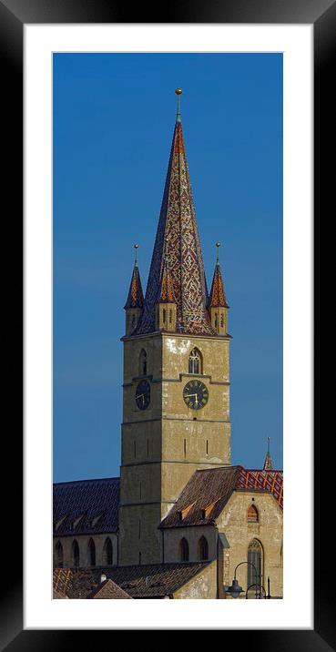 Medieval Evangelical Cathedral Tower from Sibiu Ro Framed Mounted Print by Adrian Bud