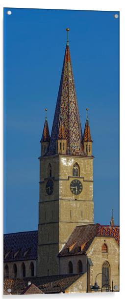 Medieval Evangelical Cathedral Tower from Sibiu Ro Acrylic by Adrian Bud