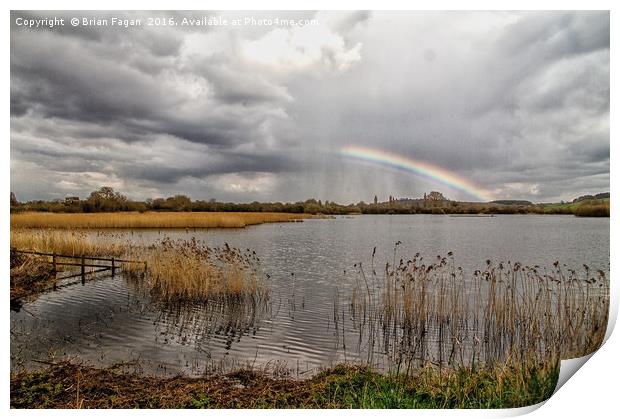 Rainbow over the water Print by Brian Fagan
