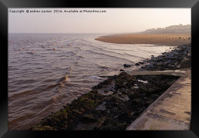 COVERING THE SAND Framed Print by andrew saxton