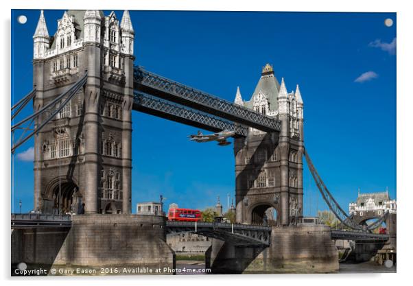 The Tower Bridge Hawker Hunter incident Acrylic by Gary Eason