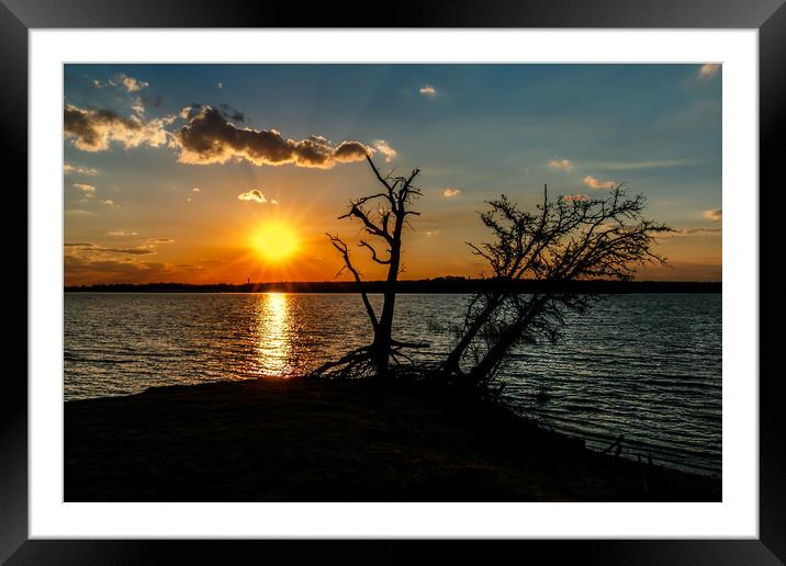 Sunset Silhouette Framed Mounted Print by Doug Long