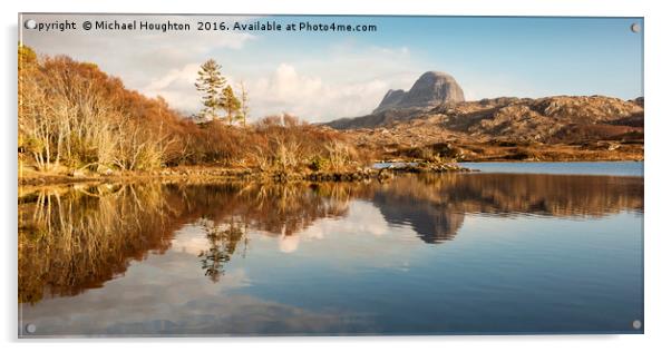 Suilven across Loch Druim Suardalain Acrylic by Michael Houghton