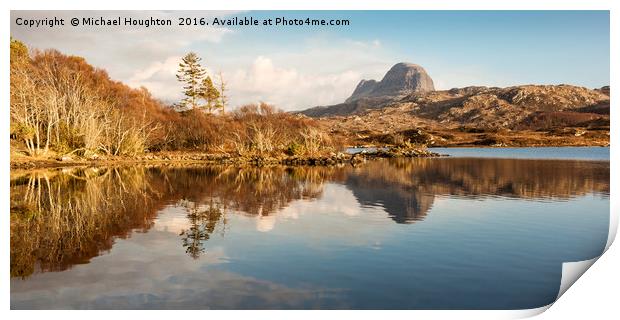 Suilven across Loch Druim Suardalain Print by Michael Houghton