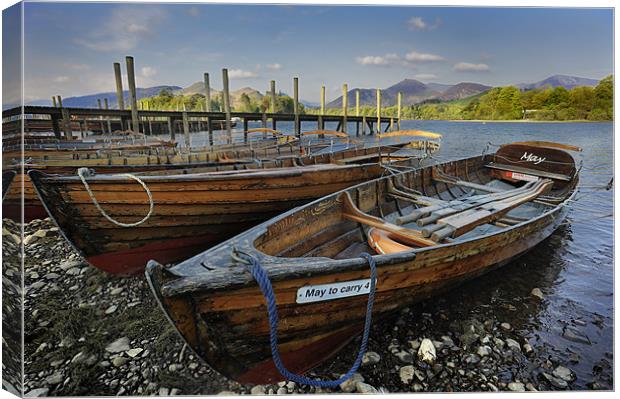Rowing Boats on Derwent Water Canvas Print by Stephen Mole