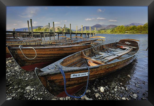 Rowing Boats on Derwent Water Framed Print by Stephen Mole