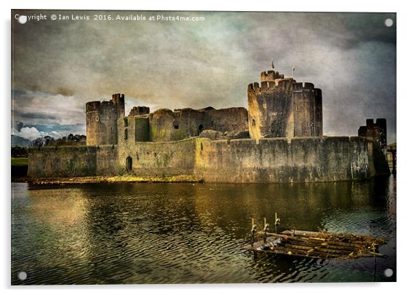 Caerphilly's Stronghold Acrylic by Ian Lewis