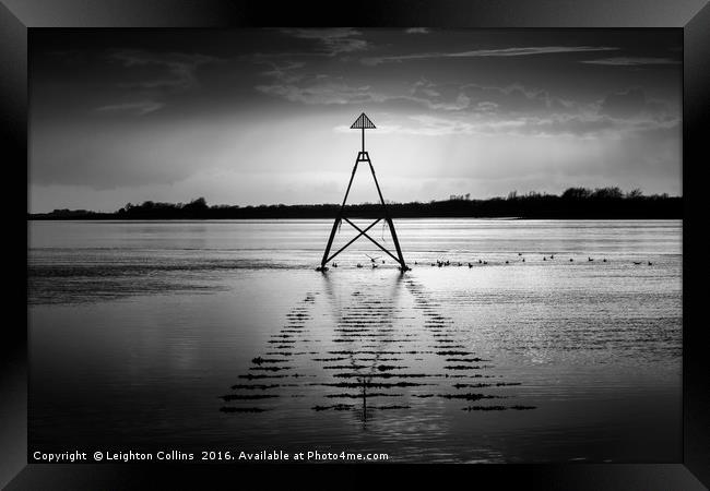 Marker on The Loughor Estuary  Framed Print by Leighton Collins