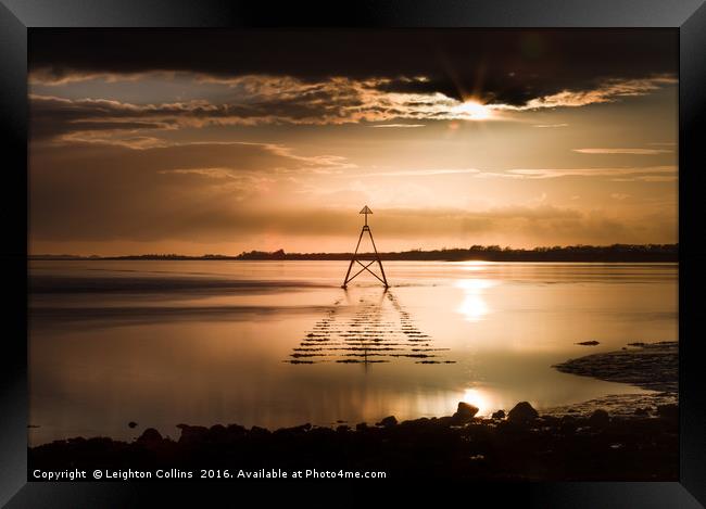 Sunset at The Loughor Estuary Framed Print by Leighton Collins