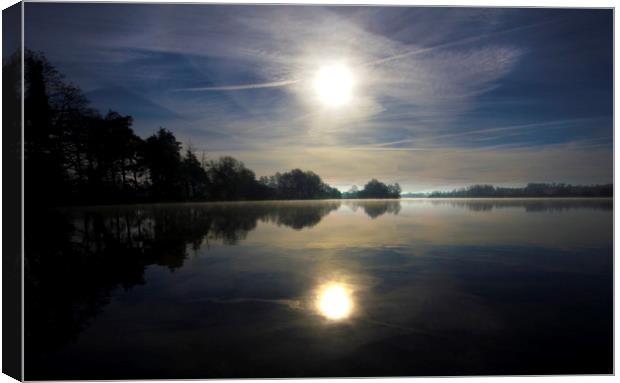 Spring Morning Lake Reflection  Canvas Print by Darren Burroughs