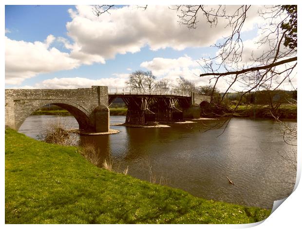 whitney on wye toll bridge herefordshire Print by paul ratcliffe