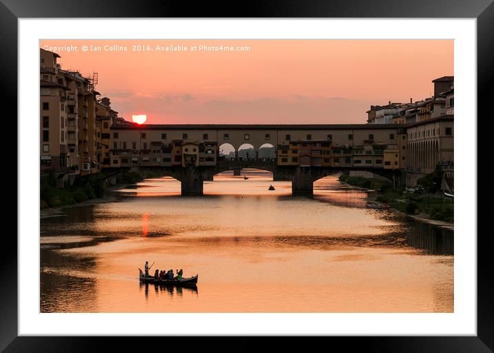 Ponte Vecchio Sunset, Florence Framed Mounted Print by Ian Collins