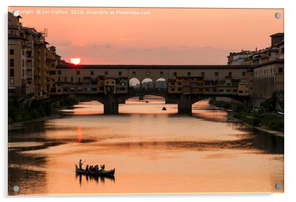 Ponte Vecchio Sunset, Florence Acrylic by Ian Collins