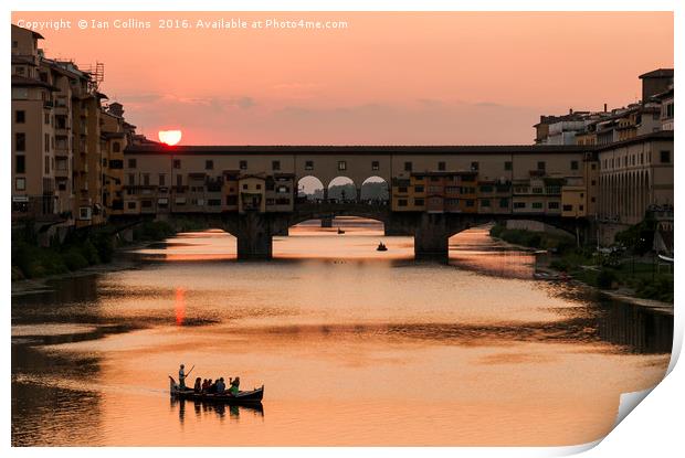 Ponte Vecchio Sunset, Florence Print by Ian Collins