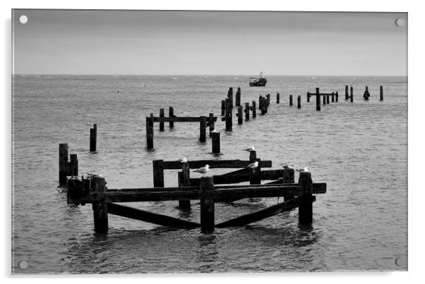 Swanage old pier Acrylic by Tony Bates