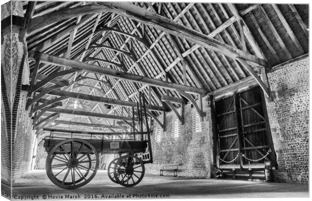 Wagon in the Barn Canvas Print by Howie Marsh