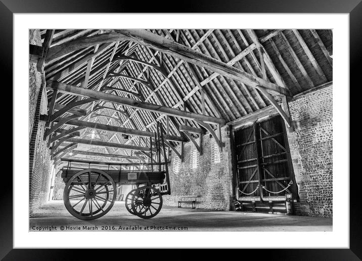 Wagon in the Barn Framed Mounted Print by Howie Marsh