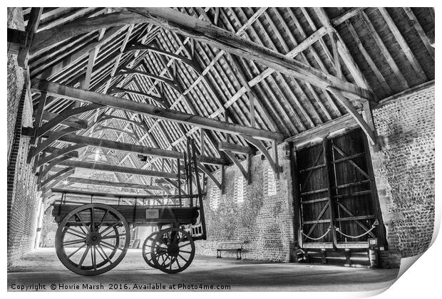 Wagon in the Barn Print by Howie Marsh